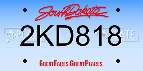 2KD818 South Dakota License Plate