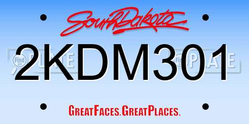 2KDM301 South Dakota License Plate