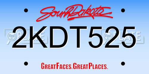 2KDT525 South Dakota License Plate