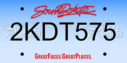 2KDT575 South Dakota License Plate
