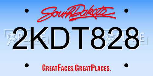 2KDT828 South Dakota License Plate