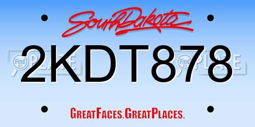 2KDT878 South Dakota License Plate