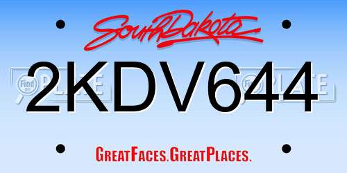 2KDV644 South Dakota License Plate