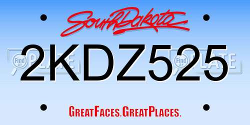 2KDZ525 South Dakota License Plate
