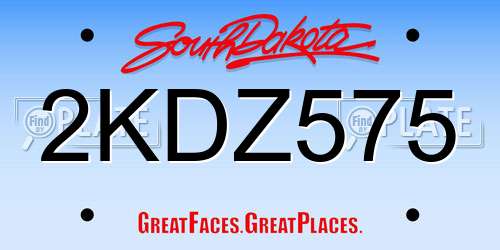 2KDZ575 South Dakota License Plate