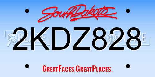 2KDZ828 South Dakota License Plate