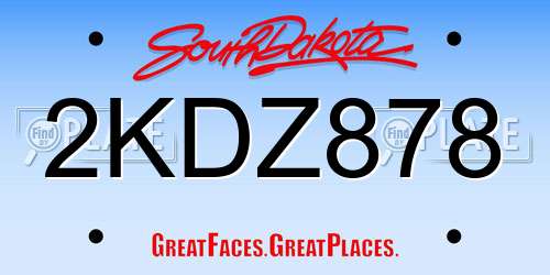2KDZ878 South Dakota License Plate