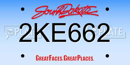 2KE662 South Dakota License Plate