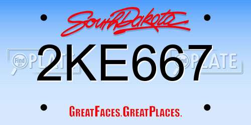 2KE667 South Dakota License Plate