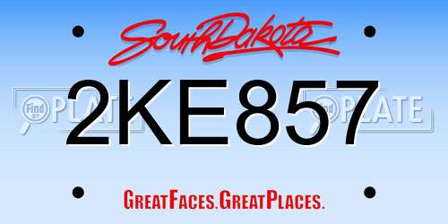 2KE857 South Dakota License Plate