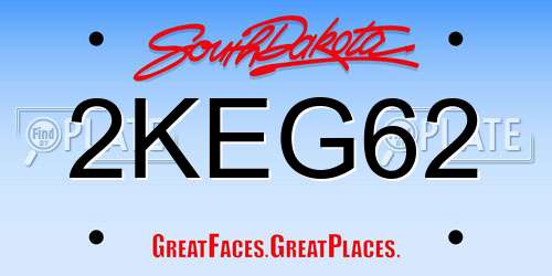 2KEG62 South Dakota License Plate