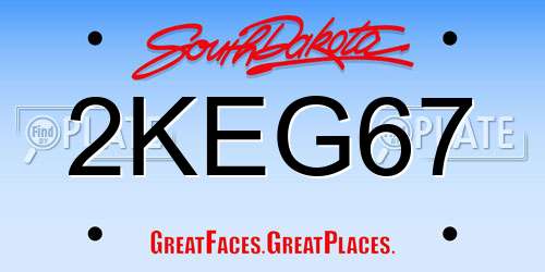 2KEG67 South Dakota License Plate