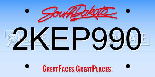 2KEP990 South Dakota License Plate