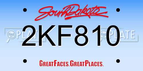 2KF810 South Dakota License Plate