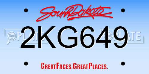 2KG649 South Dakota License Plate