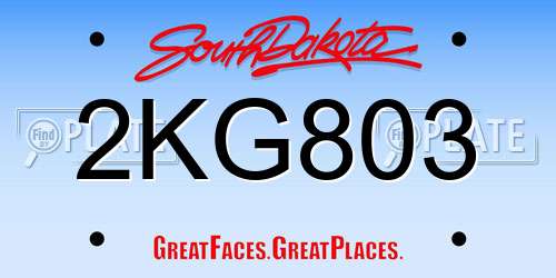 2KG803 South Dakota License Plate