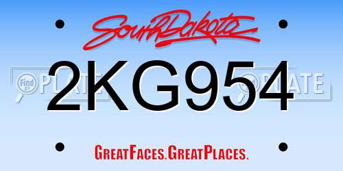 2KG954 South Dakota License Plate