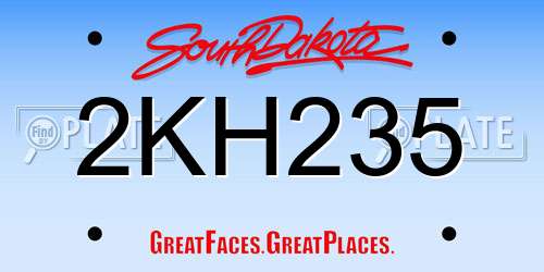 2KH235 South Dakota License Plate