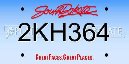 2KH364 South Dakota License Plate