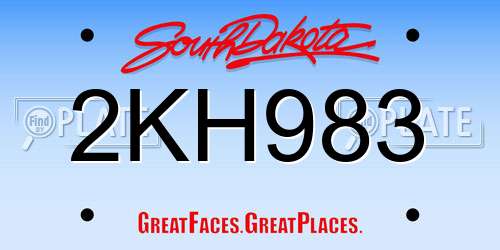2KH983 South Dakota License Plate