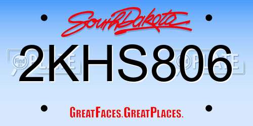 2KHS806 South Dakota License Plate