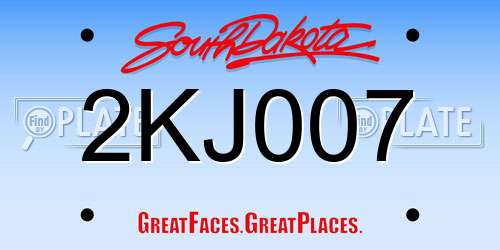 2KJ007 South Dakota License Plate