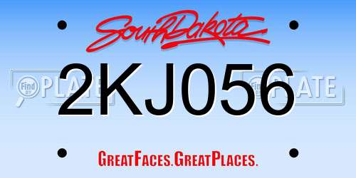 2KJ056 South Dakota License Plate