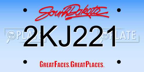 2KJ221 South Dakota License Plate
