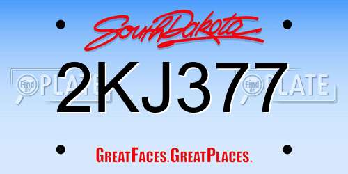 2KJ377 South Dakota License Plate