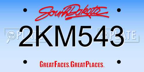 2KM543 South Dakota License Plate