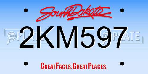 2KM597 South Dakota License Plate