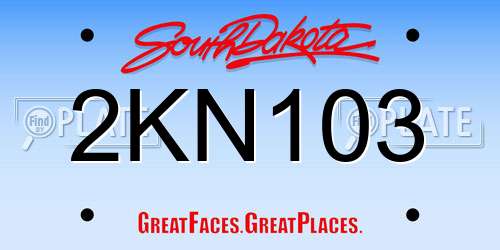 2KN103 South Dakota License Plate