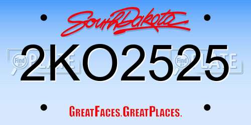 2KO2525 South Dakota License Plate