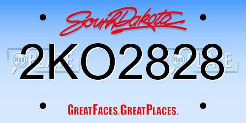 2KO2828 South Dakota License Plate