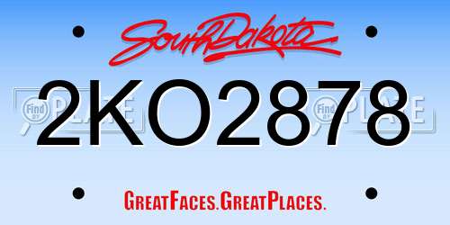 2KO2878 South Dakota License Plate