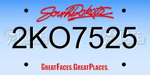 2KO7525 South Dakota License Plate