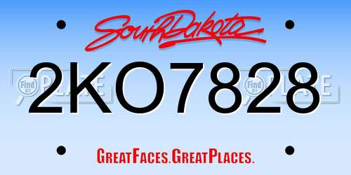 2KO7828 South Dakota License Plate
