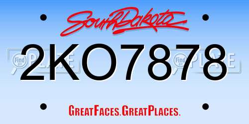 2KO7878 South Dakota License Plate