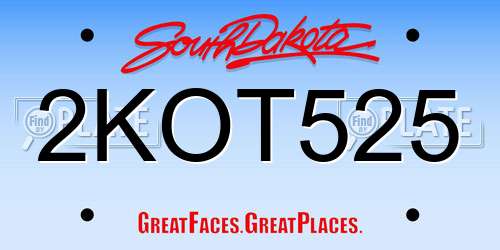2KOT525 South Dakota License Plate