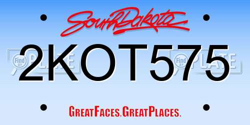 2KOT575 South Dakota License Plate