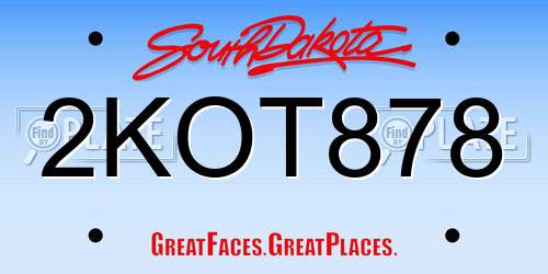 2KOT878 South Dakota License Plate