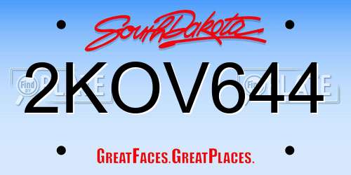 2KOV644 South Dakota License Plate