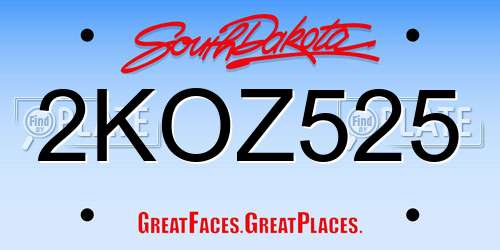 2KOZ525 South Dakota License Plate