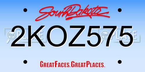 2KOZ575 South Dakota License Plate