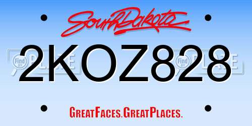 2KOZ828 South Dakota License Plate