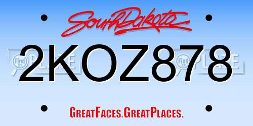 2KOZ878 South Dakota License Plate
