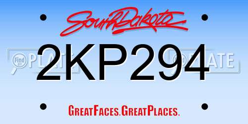 2KP294 South Dakota License Plate