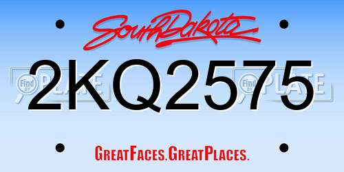 2KQ2575 South Dakota License Plate