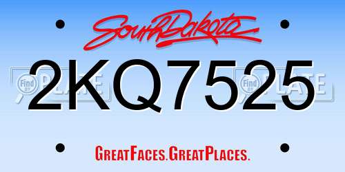 2KQ7525 South Dakota License Plate