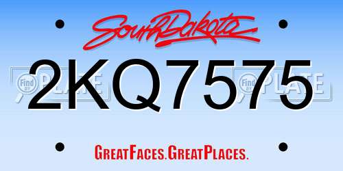 2KQ7575 South Dakota License Plate